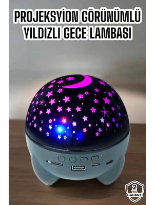 Herşeytrend Yıldız Yansıtmalı Projeksiyon Gece Lambası Şarjlı Taşınabilir