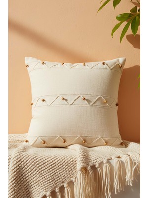 Zigzag Boncuk Işlemeli Dekoratif Kırlent Kılıfı