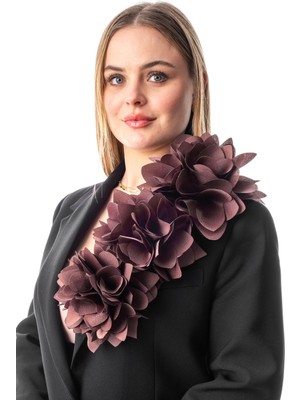 Gustello Adelina | Kadın Şık Yaka Çiçeği Aksesuarı - Iğneli 40 cm 16 cm Bant  Büyük Çiçek