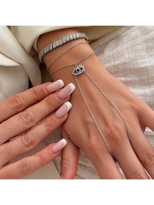 Merve Takı Özel Seri Göz Figürlü Silver Nazar Şahmeran