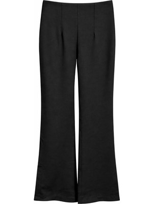 Mixray 4862 Kadın Yırtmaçlı Yüksek Bel Çan Paça Pantolon Siyah