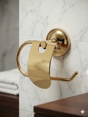 Clk Banyo Bella Paslanmaz Pirinç Duvara Montajlı Tuvalet Kağıtlığı Sarı