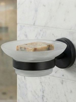 Clk Banyo Karaca Dekoratif Katı Sabunluk & Modern Banyo ve Mutfak El Sabunu Düzenleyici Mat Sıyah