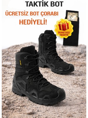 Single Sword SS601 Tactical Fermuarlı Askeri Çöl Botu+ Bot Çorabı Hediyeli - Renk: Siyah | Beden: 37