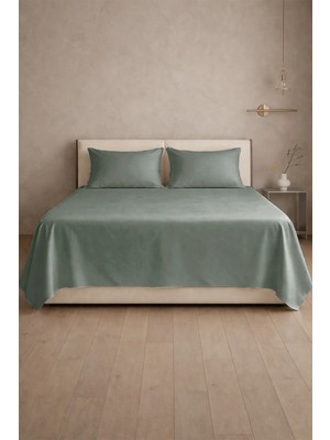 First Choice %100 Pamuk Saten 200 Tc (80 Tel) Düz Çarşaf Seti Moonmist