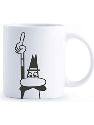 - Kupa - Mug - 250ML - Ikonik Bıyıklı Adam Desenli - Porselen