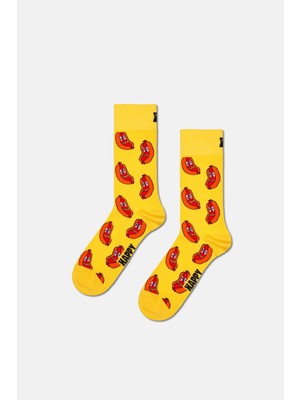 Happy Socks - Sarı Sosisli Sandviç Desenli Çorap