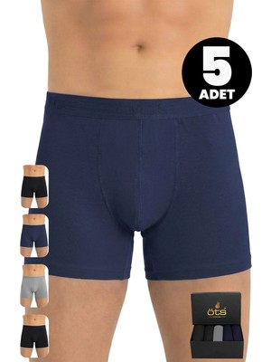 Öts Premium 5’li Erkek Modal Boxer - Hediye Kutulu, Ultra Yumuşak Modal Kumaş, Esnek Kalıp, Etiketsiz ve Kaliteli Boxer
