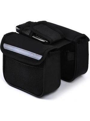 MegaSepet Bisiklet Çok Amaçlı Heybe Çanta  Kadro Üstü Telefon Tutuculu - Siyah