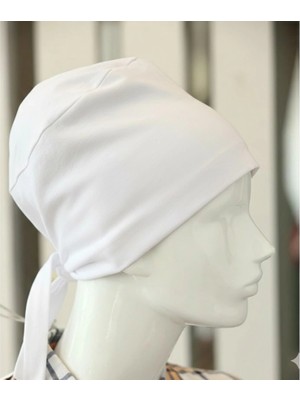 MegaSepet Bağlamalı Tesettür Bone - Bağlamalı Bandana Beyaz 5 Adet