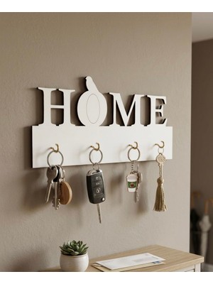 İDA Craft Beyaz Ahşap Anahtarlık Askısı