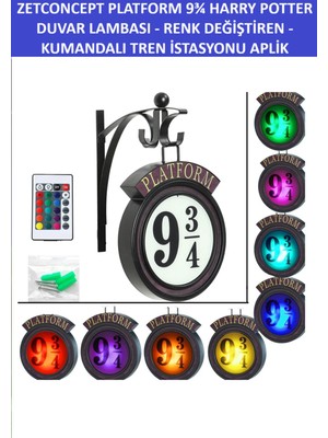 Zetconcept Platform 9¾ Harry Potter Duvar Lambası – Renk Değiştiren Kumandalı Sihirli Tren Istasyonu Upgraded