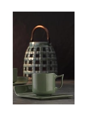 Uravas Store Kütahya Porselen Despina 4 Parça 2 Kişilik Kahve Takımı Yeşil