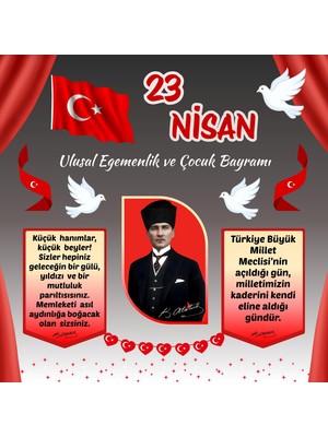 Ti Play 23 Nisan Ulusal Egemenlik ve Çocuk Bayramı Pvc Vinil Pano Süsü 160X160 cm | Tek Parça Okul Sınıf Panosu (Model 05)