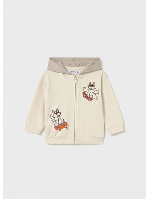 Mayoral Kışlık Erkek Bebek Kanguru Sweatshirt - Krem