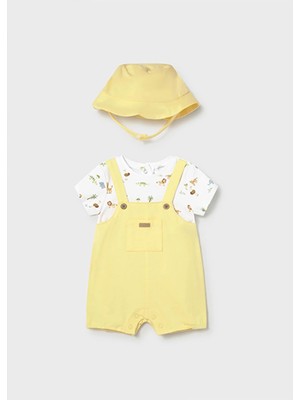 Mayoral Yazlık Erkek Bebek Yenidoğan Şapkalı Tulum - Sarı
