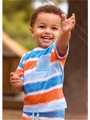 Mayoral Yazlık Erkek Bebek Kalın Cizgi Baskılı Tshirt - Mavi