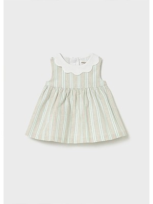 Mayoral Yazlık Kız Bebek Yenidoğan  Çizgili Elbise - Bej