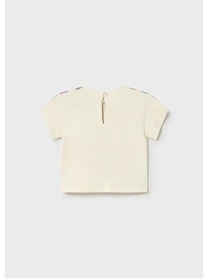 Mayoral Yazlık Kız Bebek Baskılı Tshirt - Krem