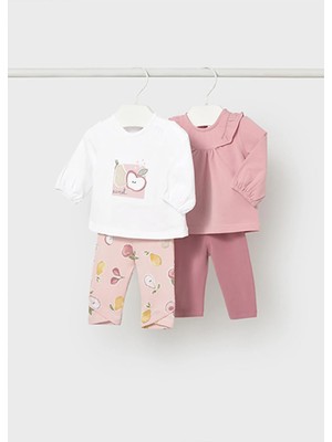 Mayoral Yazlık Kız Bebek Yenidoğan  2'li Set Tayt Bluz Takım - Pembe