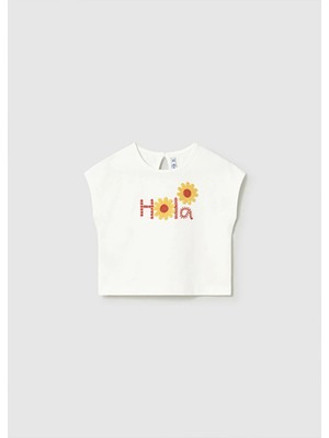 Mayoral Yazlık Kız Bebek Işlemeli Tshirt - Krem