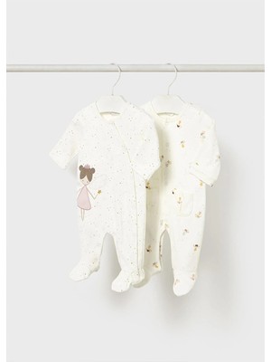 Mayoral Kışlık Kız Bebek 2'li Tulum Set - Ekru