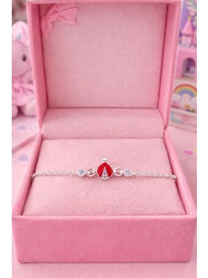 Miraç Gümüş Takı Atölyem 925 Ayar Gümüş Mineli Zirkon Taşlı Uğur Böceği Detaylı Kız Çocuk Bileklik