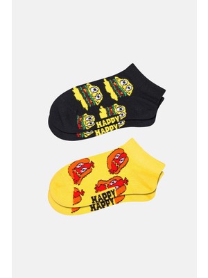 Happy Socks - Çocuk Hamburger Desenli 2\'li Çorap Seti