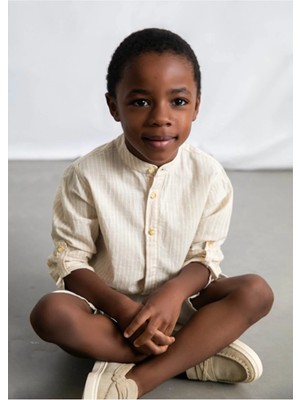 Mayoral Yazlık Erkek Çocuk 2'li Bebe Yaka Gömlek Şort Takım - Bej