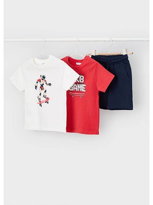 Mayoral Yazlık Erkek Çocuk Çift Tshirt 3'lü Takım - Kırmızı