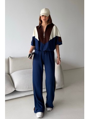 Bejna Kadın Paraşüt Kumaş Detaylı Fermuarlı Eşofman Takım