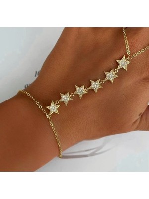 Merve Takı Özel Seri Gold Zirkon Taşlı Yıldız Şahmeran