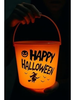 Halloween Işıklı Gövdeli Şeker Kovası Bal Kabağı Turuncu
