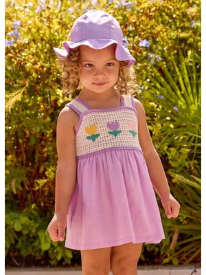 Mayoral Kız Bebek Tığ Işi Elbise 1-3 Yaş Lila