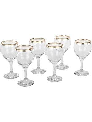 Uravas Store Lav Misket Gold Çizgili Kırmızı 6'lı Şarap Kadehi