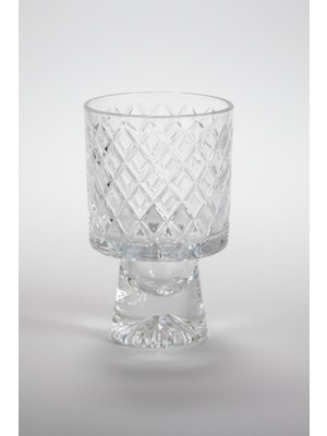 İpek Porselen 6 Kişilik Baklava Desenli Kristal Kesim Ayaklı Sunum Bardak Takımı 340 ml