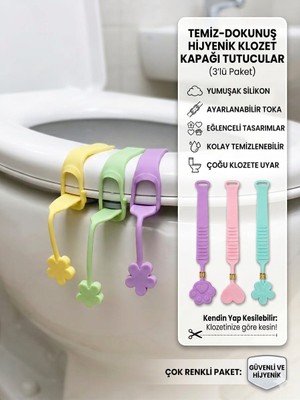 Teknosoft Center 3 Adet Pratik Şekil Tasarımlı Hijyenik Klozet Kaldırma Aparatı Hijyenik Klozet Kapağı Tutucu