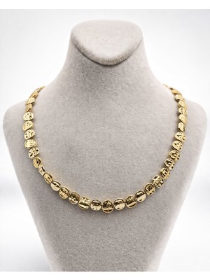 Xuping Kadın Dorika ve Dövme Dokulu Pul Detaylı Gold Kolye