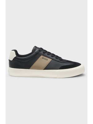 Boss Erkek Deri Detaylı Düşük Bilekli Rahat Taban Siyah-Bej Sneaker 50557852-014
