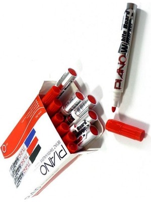 Pıano Beyaz Tahta Kalemi Pyn 202 Yuvarlak Uç Kırmızı 12 Li