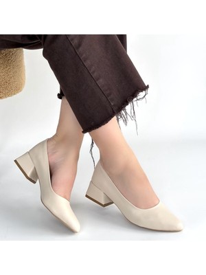 Modanı Seç Desniy Bej Cilt Topuklu Ayakkabı