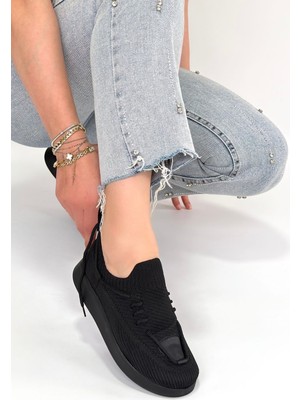 Modanı Seç Renji Siyah Triko Bağcıklı Spor Ayakkabı