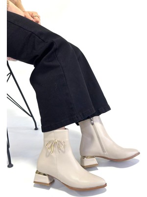 Modanı Seç Harly Bej Cilt Topuklu Bot