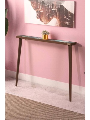 Feyza Design 102X12CM Doğal Ağaç Tek Sıra Traverten Taşlı Dresuar