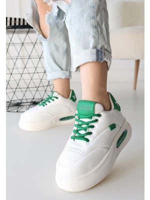 Modanı Seç Chris Beyaz Cilt Yeşil Detaylı Bağcıklı Spor Ayakkabı