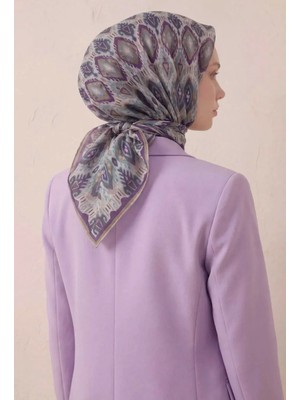 Silk Home Pamuk Karışımlı Soft Eşarp Baklava Desen Krem 90X90