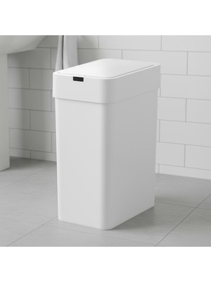 Norrheim Nordvit 9 Litre  Ir Sensörlü & Yerleşik Çöp Torbası Tutuculu Iskandinav Kompakt Tasarım Çöp Kovası - Ay Beyazı
