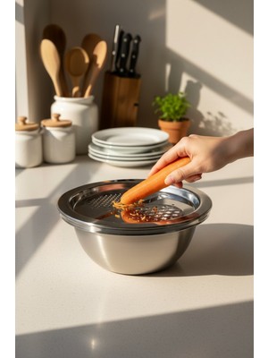 Bereketli Store Çelik Hazneli Rende 24 cm Dayanıklı Mutfak Rendesi, Pratik Kullanım Ergonomik