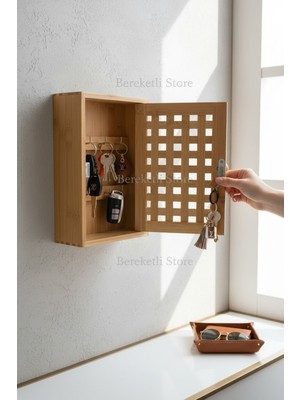 Mien Bambu Duvar Tipi Anahtarlık Kutusu Doğal Ahşap Anahtar Düzenleyici