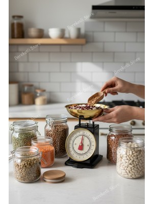 Mien Etro Klasik Retro Terazi – Dekoratif Mutfak Tartısı Siyah Gold